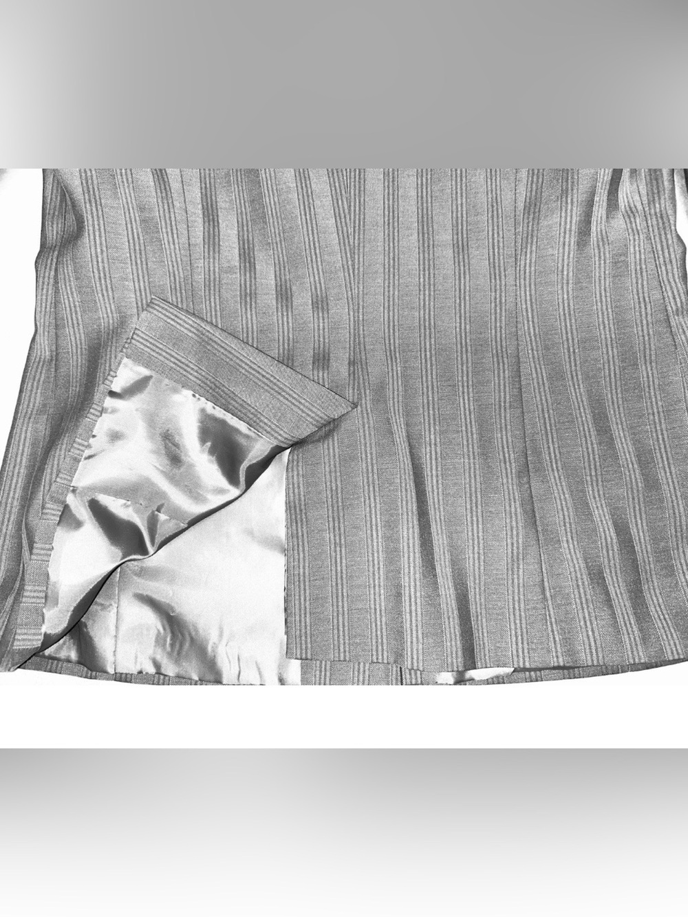 Custom Gray Pinstripe Blazer Lined 3/4 Sleeves Business Office Professional - Picture 10 of 10